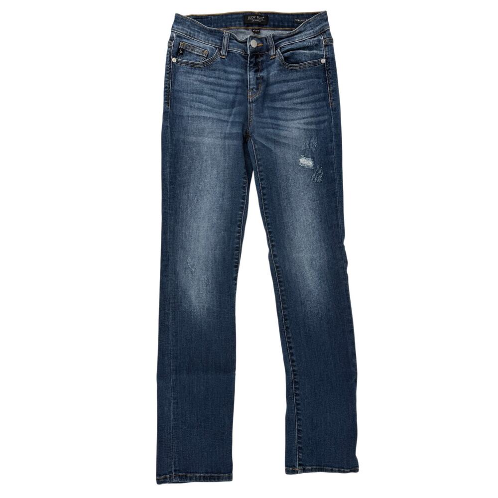 Judy Blue Straight Fit Stretch Jeans Womens Sz 5 27  Distressed JB8277DK